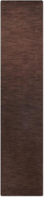 Hand Knotted Loom Wool ECO-Friendly Area Rugs - 2'6''x10', Runner, Brown Color, Solid Plain Design, High Pile Handmade Anti Skid Area Rugs for Living Room, Bed Room (L00111)