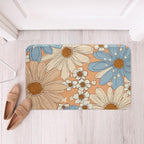 Erosebridal Girls Groovy Flower Bathroom Rugs for Kids Teens Two Groovy Party Decorations Bath Mat Pastel Rainbow Floral Non Slip Bath Rugs Botanical Plants Theme Fluffy Plush Rugs 20x32
