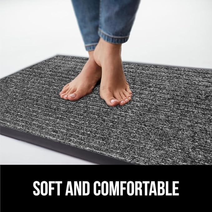 GORILLA GRIP Waterproof Traffic Guard Door Mat, 59x24, Heavy Duty Entryway Mats, Strong Rubber Back Commercial Rugs for Office Hallway, Garage Floor and Home, Low Profile Carpet Runner, Light Gray