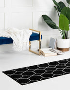 Unique Loom Trellis Frieze Collection Area Rug - Geometric (2' x 6' 1" Runner, Black/ Ivory)