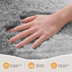 Zentavio Grey White Gradient Area Rugs for Living Room, Rugs for Bedroom 6x9 Fluffy Carpet Soft Shag Aesthetic Plush High Pile Gray Throw Rug for Nursery Kids Room Dorm
