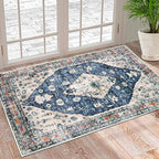 Boho Vintage Oriental Entry Rugs for Entrance Non-Slip Washable Tribal Small Area Rug,Ultra Soft Bohemian Floral Medallion Low-Pile Indoor Front Door Mat for Bedroom Kitchen Bathroom 20" x 32"