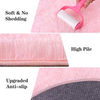 Soft Fluffy Area Rug for Bedroom, Pink Fuzzy Shaggy Oval Throw Rugs for Bedside, Non-Slip Cozy Plush Shag Carpet for Girls Kids Room Dorm Nursery Living Room, 2.6 x 5.3 Feet