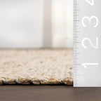 nuLOOM 2'6" x 4' Elfriede Jute & Cotton Hand Woven Area Rug, Natural, Solid Rustic Farmhouse Style, Weaved Design, Natural Fiber, For Bedroom, Living Room, Dining Room, Hallway, Office, Entryway