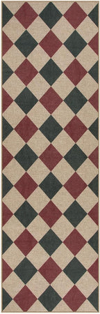 Lahome Christmas Runner Rug, 2x8 Checkered Christmas Decor Non Slip Entryway Runner Rug, Checkerboard Red and Green Indoor Outdoor Xmas Decorations for Hallway 8ft Entry Laundry Room