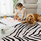 YIHOUSE Tiger Washable Area Rugs 6'x9', Black and Beige Modern Rug for Living Room, Bedroom, Ultra Thin Animal Stripe Print Rug for Girls Boys Nursery, Playroom, Dorm Room