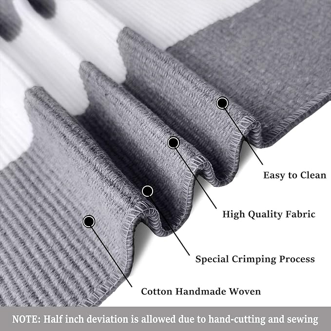KOZYFLY Grey and White Striped Rug 4'x6' Indoor Outdoor Rug Cotton Hand-Woven Washable Striped Layered Doormats for Front Door/Kitchen/Farmhouse/Entryway/Patio