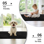 Bathroom Rug 24x48 Non Slip Fluffy Bath Mat for Bathroom Floor Washable Plush Luxury Bath Rug for Tub Soft Shower Mat, Black