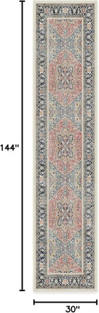 RUGGABLE Washable Vintage Runner Rug – Kamran Cayenne Red 2.5x12, Stain-Resistant, Non-Slip Hallway Runner – Machine Washable Rug for Hallway, Entryway, Living Room & Kitchen–with Standard Pad