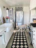 Lahome Washable Black and White Kitchen Runner Rug, 2x5 Soft Non Slip Laundry Room Rug Bathroom Runner Rugs with Rubber Backing, Moroccan Trellis Kid Pet Friendly Carpet Runners for Entryway Bedside