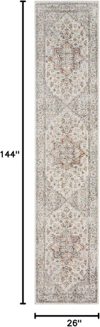 Nourison Home Astra Machine Washable Grey Multicolor 2'2" x 12' Area Rug - Easy Clean, Non Shedding, Bed Room, Living Room, Dining Room, Kitchen (12' Runner)