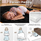 2x3 Black Rug for Bedroom Living Room, Fluffy Small Area Rug Soft Shag Carpet for Kids Boys and Girls Room with 4 Rugs Non-Slip Stickers Dorm Home Decor (2ft x 3ft)