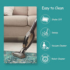 Moynesa Ultra-Thin Vintage Area Rug - 8x10 Teal Bedroom Rug for Living Room Non-Shedding Stain Resistant Playroom Mat, Indoor Printed Boho Floor Carpet for Dining Table Office Decor