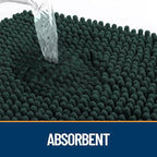OLANLY Dog Door Mat for Muddy Paws 47x17, Absorbs Moisture and Dirt, Absorbent Non-Slip Washable Doormat, Quick Dry Chenille Mud Mat, Entry Indoor Entryway Carpet for Inside Floor, Blackish Green