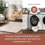 nuLOOM SuperiorWash Amy Beige, 2'6" x 8', Fluffy Shag, Soft and Fluffy, High Traffic, Stain Resistant, Durable, Machine Washable Runner for Bedroom, Living Room, Dining Space, Den, Foyer, Entryway