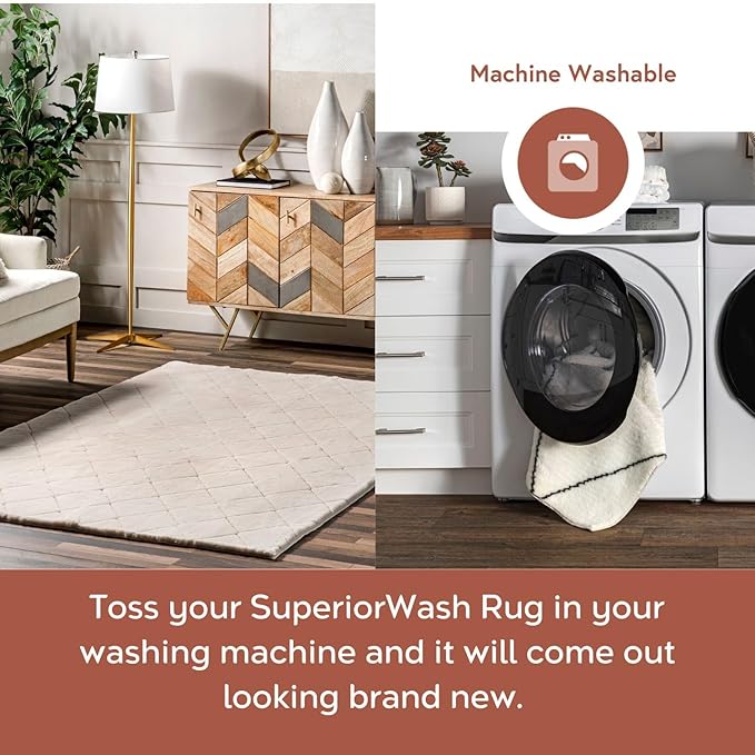 nuLOOM SuperiorWash Amy Beige, 2'6" x 8', Fluffy Shag, Soft and Fluffy, High Traffic, Stain Resistant, Durable, Machine Washable Runner for Bedroom, Living Room, Dining Space, Den, Foyer, Entryway
