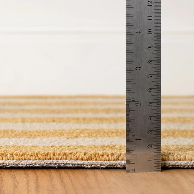 Dash & Albert Silas Stripe Gold Hand Micro Hooked Wool Rug, Runner-2.5 X 8 Feet, Yellow/Orange Stripe Pattern - Premium Luxury Hotel Quality Soft Breathable Hypoallergenic Machine Washable Easy