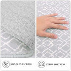 Lahome Moroccan Washable Living Room Area Rug 3x5 Small Rugs for Bedroom Throw Non-Slip Low-Pile Entryway Rug Kitchen Rugs Soft Grey Distressed Capet for Office Bathroom Laundry Room Dining Room