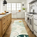 Lahome Green Runner Rugs for Hallway 2x8 Non-Slip Washable Kitchen Rugs Lightweight Low-Pile Throw Laundry Runner Rug, Boho Botanical Print Soft Indoor Carpet Runner for Entryway Bedroom Bathroom