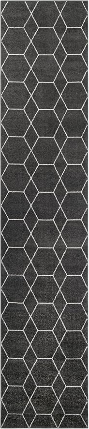 Unique Loom Trellis Frieze Collection Area Rug - Geometric (3' 3" x 16' 5" Runner Dark Gray/Ivory)