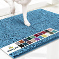 Muddy Mat® AS-SEEN-ON-TV Highly Absorbent Microfiber Door Mat and Pet Rug, Non Slip Thick Washable Area and Bath Mat Soft Chenille for Kitchen Bathroom Bedroom Indoor and Outdoor - Sky Blue 24" x 96"