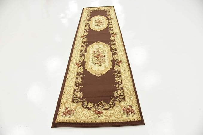 Unique Loom Versailles Collection Traditional Classic Floral Motif Area Rug (2' 7 x 10' 0 Runner, Brown/ Ivory)