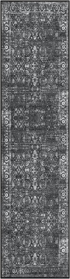 Lahome Black Washable Runners for Hallways,Boho 2'6"x10' Kitchen Runner Rugs Non Skid Washable Indoor Bathroom Runner Rug,Distressed Carpet Runners for Bedroom Entryway Foyer(2'6"x10', Black/Grey)