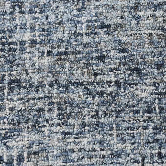 Hand Tufted Wool ECO-Friendly Area Rugs - 8'x8', Round Shape, Dark & Blue, Solid Plain Design, High Pile Thick Handmade Anti Skid Area Rugs for Living Room, Bed Room (KWC111)