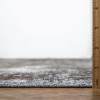 Bloom Rugs Washable Non-Slip 7 ft Runner - Gray/Red/Brown Modern Abstract Runner for Entryway, Hallway, Bathroom, and Kitchen - Exact Size: 2.5' x 7'