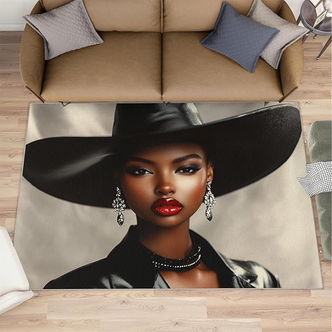 3x5 Fashionable Woman Dorm Rug - Modern Woman Small Rugs for Bedroom, Sexy Girl Area Rug Washable Non Slip for Bedroom Kitchen Living Room Entryway