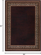 Antep Rugs Alfombras Bordered Modern 3x5 Non-Slip (Non-Skid) Low Pile Rubber Backing Indoor Area Rug (Brown, 3' x 5')