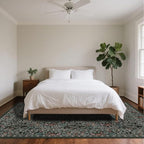 9x12 Washable Area Rugs for Living Room, Stain Resistant Vintage Rugs for Dining Room Under Kitchen Table, Bedroom, Floral Low Pile Non-Slip Large Carpet (9 x 12 Dark Green)