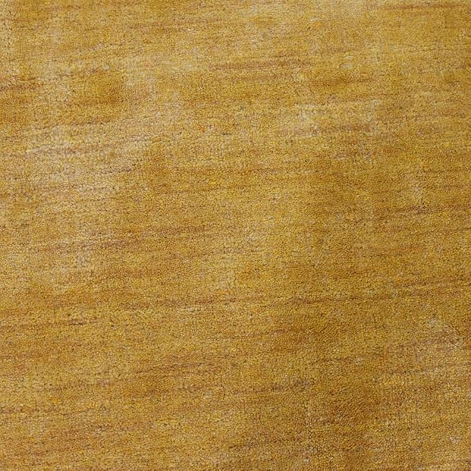 Hand Knotted Loom Wool ECO-Friendly Area Rugs - 6'x6', Round, Gold Color, Solid Plain Design, High Pile Thick Handmade Anti Skid Area Rugs for Living Room, Bed Room (L00111)