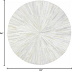 Faux Cowhide Round Area Rug | Non-Slip Leather Floor Carpet for Living Room, Bedroom, and Home Décor | Modern Stylish Accent Rug(White_7x7)