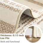 jinchan Moroccan Boho 6x9 Area Rugs for Living Room - Machine Washable Soft Throw Rug Bohemian Ripple Design Non-Slip Neutral Carpet for Bedroom Dining Room Home Office (6‘x9', Beige)