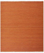 Rugsotic Carpets Hand Woven Flat Weave Kilim Wool ECO-Friendly Area Rugs - 8'x8', Square Shape, Dark Orange Color, Solid Plain Design, Low Pile Handmade Rugs for Living Room, Bed Room (D00111)
