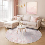 Washable Area Rugs 8ft Non-Slip Modern Abstract Soft for Living Room Entryway Bedroom Nursery, Print Pattern, Grey Pink