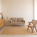 HOMEMONDE Natural Braided Jute Area Rug - 8'x10' Off White Stripe Eco Friendly Premium Fiber - Durable and Reversible Boho Farmhouse Decor Rugs for Living Room, Bedroom, Dinning Room, Kitchen, Office