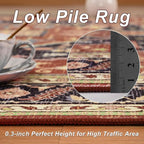5x7 Orange Red Area Rug for Living Room, Machine Washable Rugs with Non-Slip Backing for Bedroom, Vintage Medallion Carpet Dining Room Office Kids Room Decor