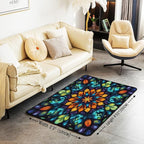 Vintage Mandala 3x5 Area Rug Bohemian Style Watercolor Flower Rugs for Living Room | Boho Floral Washable Rug, Antique Decor Victorian Damask Carpet Indoor Floor Mat