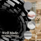 3D Illusion Swirl Area Rugs, 8x10ft, Modern Abstract Grid Black Hole Living Room Carpet, Geometric Black White Check Washable Carpets, Ultra Soft Cozy Shed Resistant Mat for Indoor