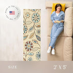 Maples Rugs Reggie Floral Runner Rug - Made in USA - Washable, Non Slip Indoor Carpet for Kitchen, Hallway, and Laundry Room, 2' x 5', Beige