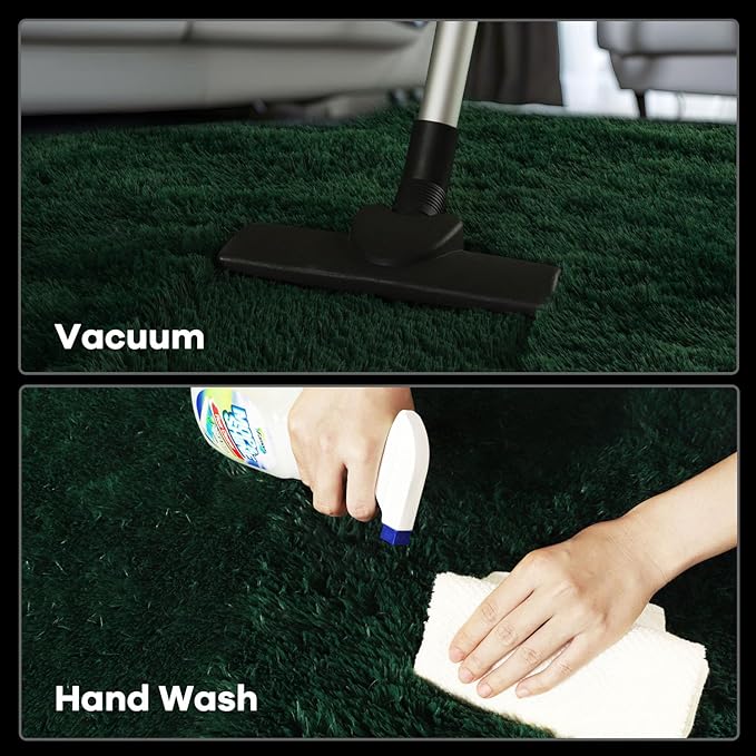 Zentavio Emerald Green Rugs for Bedroom 4x6 Dark Green Area Rugs for Living Room Fluffy Fake Grass Carpet for Kids Room Playroom Furry Shag Aesthetic Soft High Pile Washable Home Decor