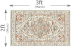 Enkor Area Soft Rugs 2x3 Washable Non Slip Boho Small Floor Entryway Rugs for Living Room Bedroom, Vintage Style Farmhouse Mat for Kitchen Beige & Orange
