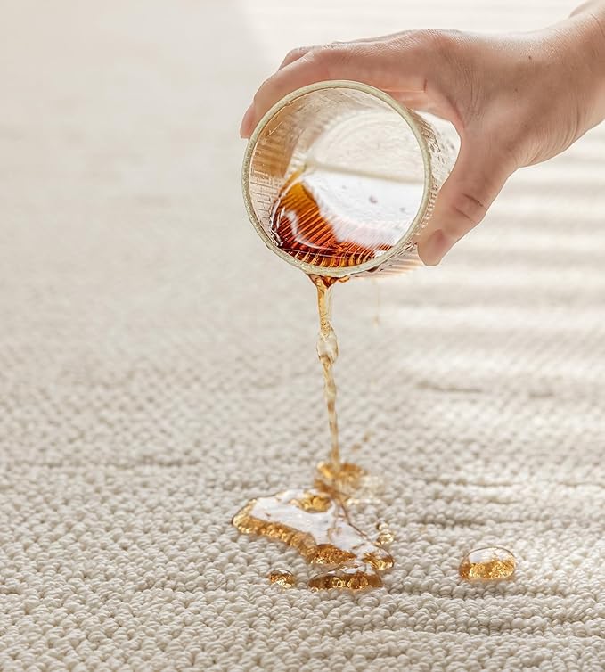 jxgzyy Beige Area Rug Solid, 0.36'' Thick Low Pile Textured Rug for Bedroom, Minimalist Aesthetic Home Décor for Dining Table, Polypropylene Kitchen Rug with Non-Slip Backing, 5x7