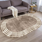 Country Earth Tone Brown Minimalist Distressed Home Office Rugs 7x9 for Living Room Bedroom Diningrooom Machine Washable Soft Thick Area Rug Nursery Dorm Kitchen Oval Geometric Bordered Large Carpet