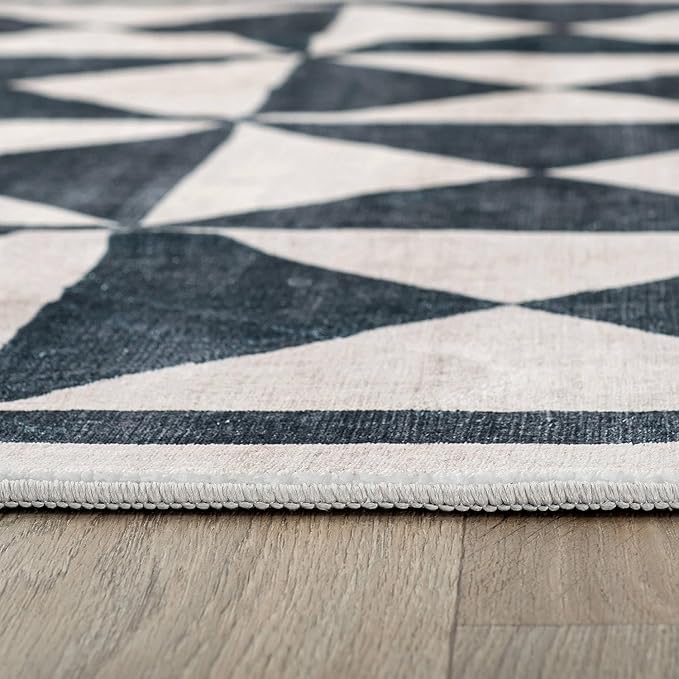 Rugshop Geometric Diamond Washable Non Slip Area Rug 2' x 3' Cream