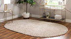 Unique Loom Davos Shag Collection Area Rug - Solid (3' 3" x 5' 3" Oval, Linen)