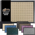 GORILLA GRIP 100% Waterproof All-Season WeatherMax Doormat US Designed Natural Rubber, Stain and Fade Resistant, Low Profile Indoor Outdoor Door Mats, Easy Clean Patio Mat, 17x29, Taupe Grid