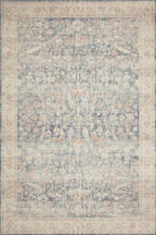 Loloi Hathaway Collection HTH-02 Denim/Multi 7'-6" x 9'-6", .25" Thick Area Rug, Soft, Durable, Printed, Modern, Low Pile, Non-Shedding, Easy Clean, Living Room Rug